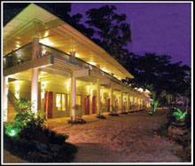 Camayan beach resort night facade